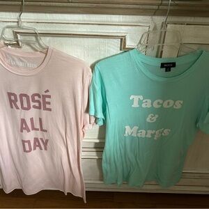 The Laundry Room Pink and Mint Kids Tees - Rosé All Day & Tacos & Margs